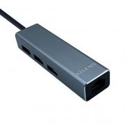 HUB 3 PUERTOS USB 3.2 + RJ-45 AISENS TYPE-C GRIS - Imagen 1