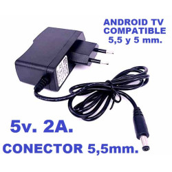 ADAPTADOR CORRIENTE 5 V. 2 A. CONECTOR 5,5MM.
