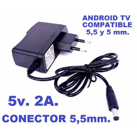 ADAPTADOR CORRIENTE 5 V. 2 A. CONECTOR 5,5MM.