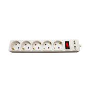 REGLETA 5 TOMAS CON INTERRUPTOR 1.8M PHASAK BLANCO