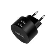 CARGADOR DOBLE USB-A LOGILINK NEGRO