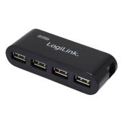 HUB 4 PUERTOS USB 2.0 LOGILINK+FUENTE ALIM NEG NEGRO UA0085