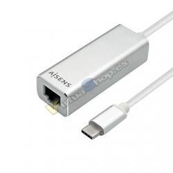 ADAPTADOR USB 3.1 GEN1 USB-C A RJ45 AISENS NEGRO - Imagen 1