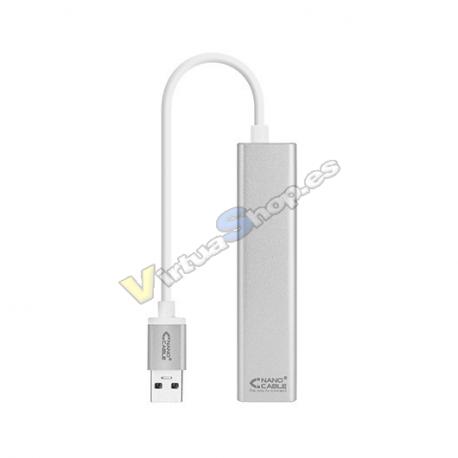 CABLE USB 3.0 A ETHERNET GIGABIT+3XUSB NANOCABLE - Imagen 1